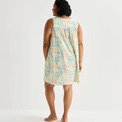 Adonna Womens Plus Poplin Sleeveless Scoop Neck Nightgown