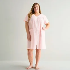 Adonna Womens Plus Short Sleeve Mid Length Robe
