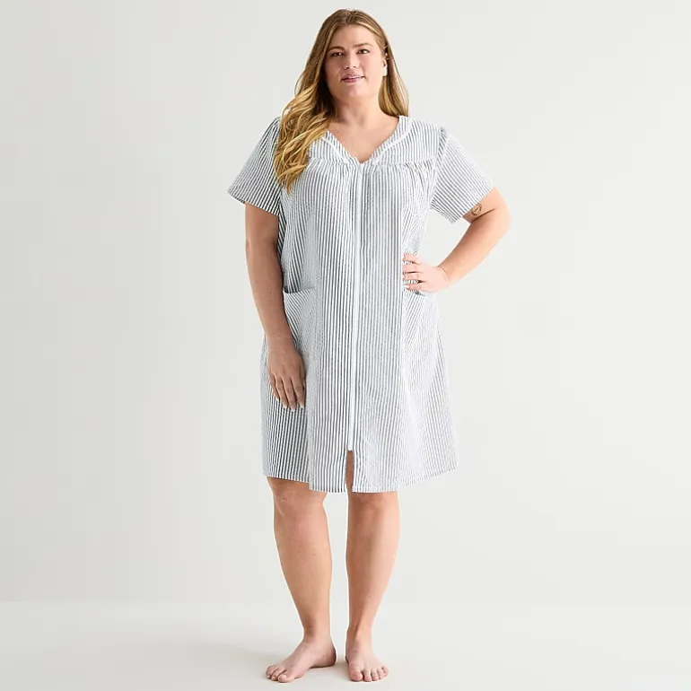 Adonna Womens Plus Short Sleeve Mid Length Robe