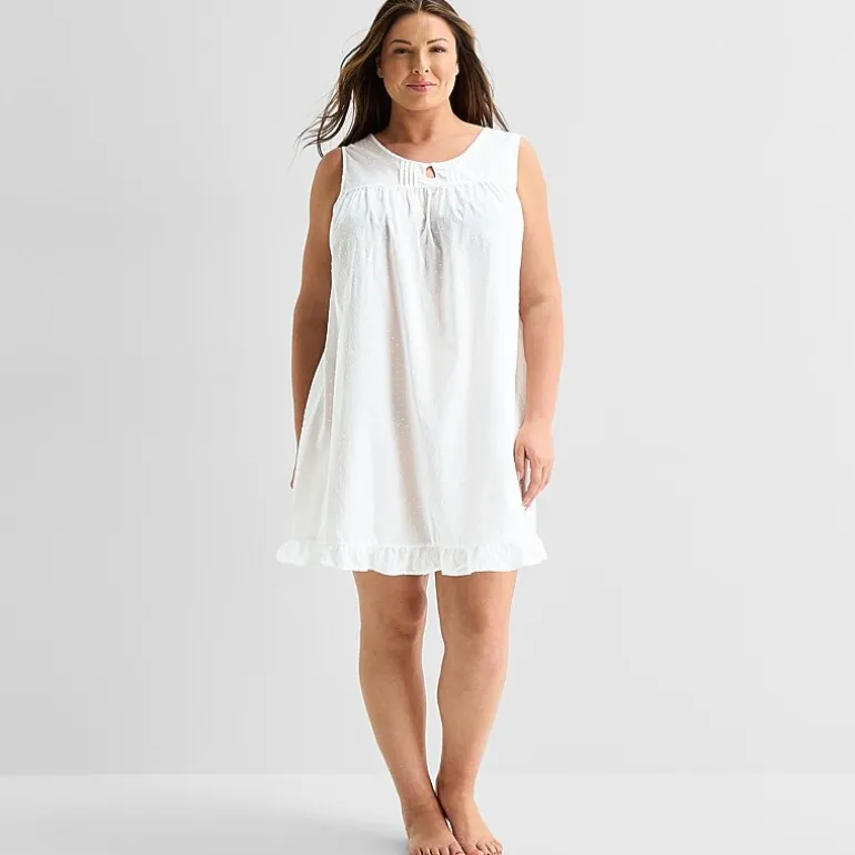 Adonna Womens Plus Sleeveless Round Neck Nightgown