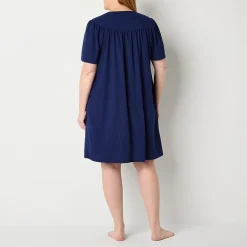 Adonna Womens Plus Waffle Short Sleeve Long Length Robe