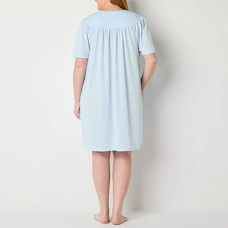 Adonna Womens Plus Waffle Short Sleeve Long Length Robe