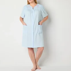 Adonna Womens Plus Waffle Short Sleeve Long Length Robe