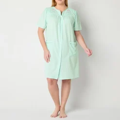 Adonna Womens Plus Waffle Short Sleeve Long Length Robe