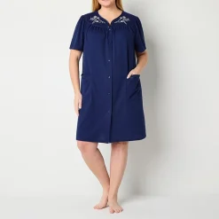 Adonna Womens Plus Waffle Short Sleeve Long Length Robe