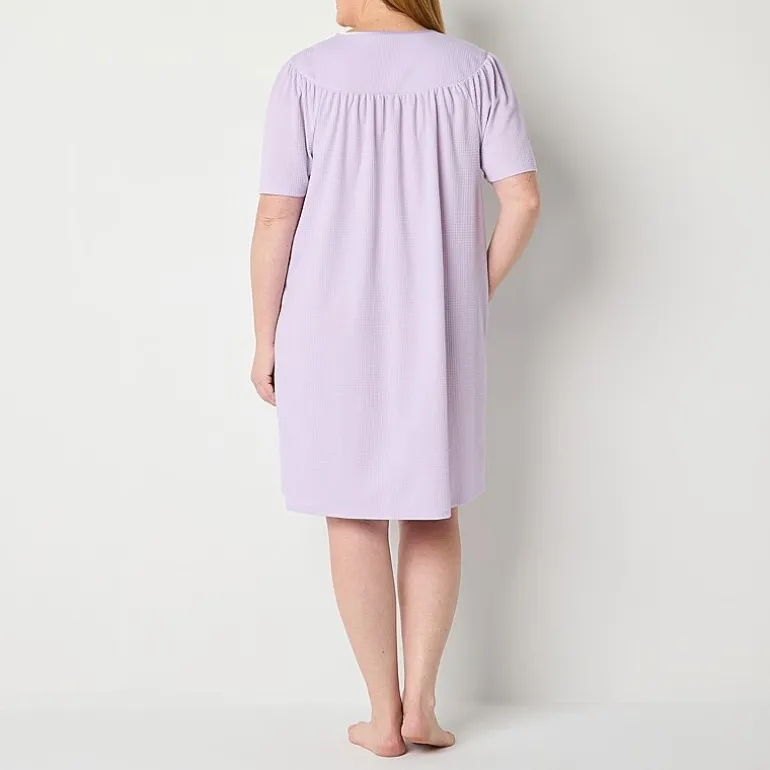 Adonna Womens Plus Waffle Short Sleeve Long Length Robe