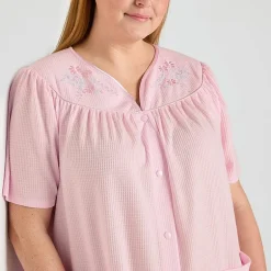Adonna Womens Plus Waffle Short Sleeve Long Length Robe