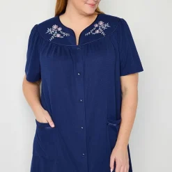 Adonna Womens Plus Waffle Short Sleeve Long Length Robe