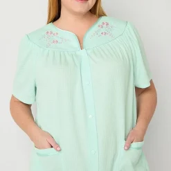 Adonna Womens Plus Waffle Short Sleeve Long Length Robe