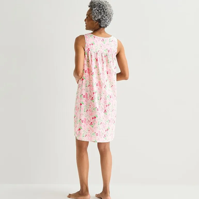 Adonna Womens Poplin Sleeveless Scoop Neck Nightgown