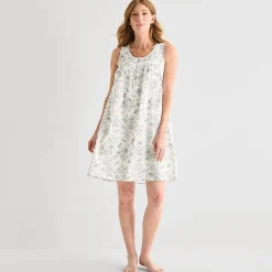 Adonna Womens Poplin Sleeveless Scoop Neck Nightgown