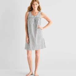 Adonna Womens Poplin Sleeveless Scoop Neck Nightgown