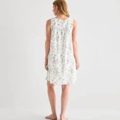 Adonna Womens Poplin Sleeveless Scoop Neck Nightgown