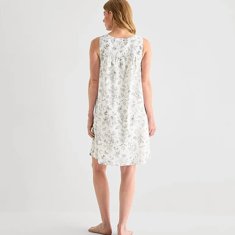 Adonna Womens Poplin Sleeveless Scoop Neck Nightgown