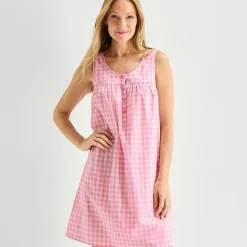 Adonna Womens Poplin Sleeveless Scoop Neck Nightgown