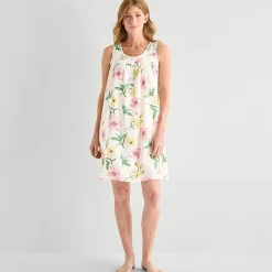 Adonna Womens Poplin Sleeveless Scoop Neck Nightgown