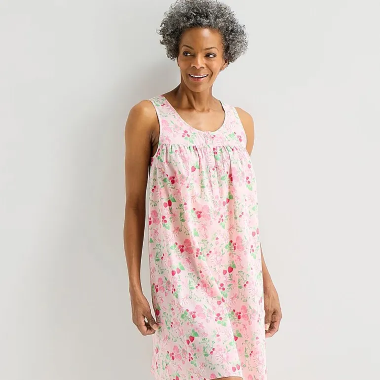 Adonna Womens Poplin Sleeveless Scoop Neck Nightgown