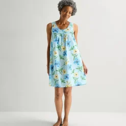 Adonna Womens Poplin Sleeveless Scoop Neck Nightgown