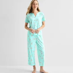 Adonna Womens Short Sleeve 2-pc. Pajama Set