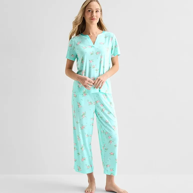 Adonna Womens Short Sleeve 2-pc. Pajama Set