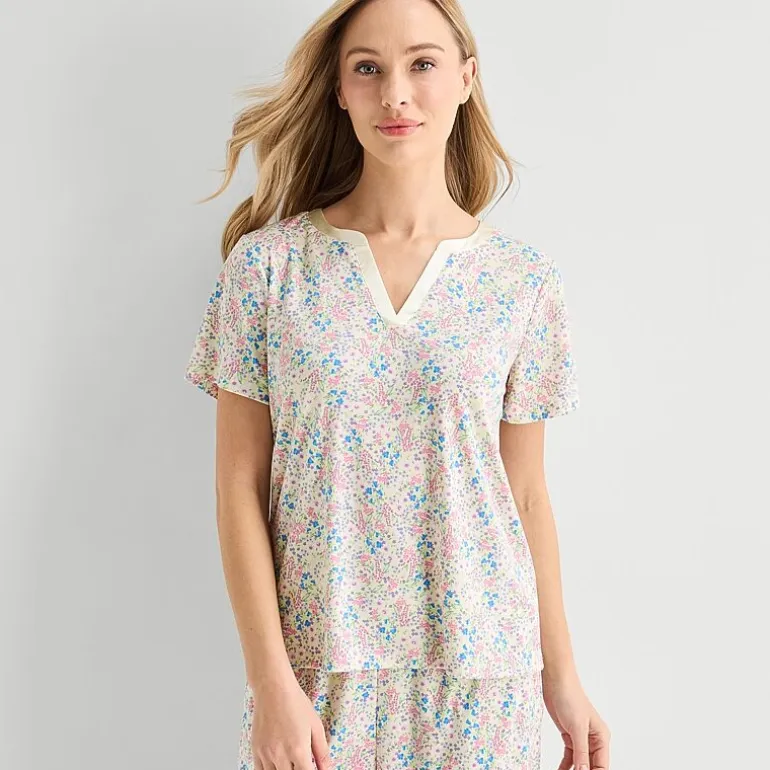 Adonna Womens Short Sleeve 2-pc. Pajama Set