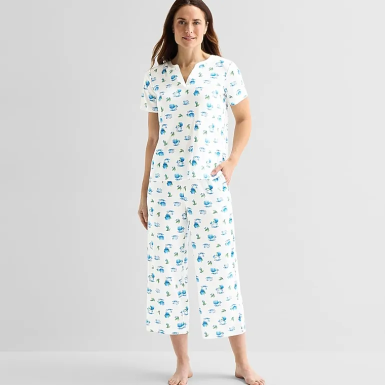Adonna Womens Short Sleeve 2-pc. Pajama Set