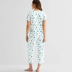 Adonna Womens Short Sleeve 2-pc. Pajama Set