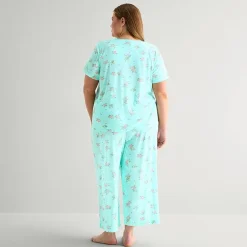 Adonna Womens Short Sleeve 2-pc. Plus Pajama Set