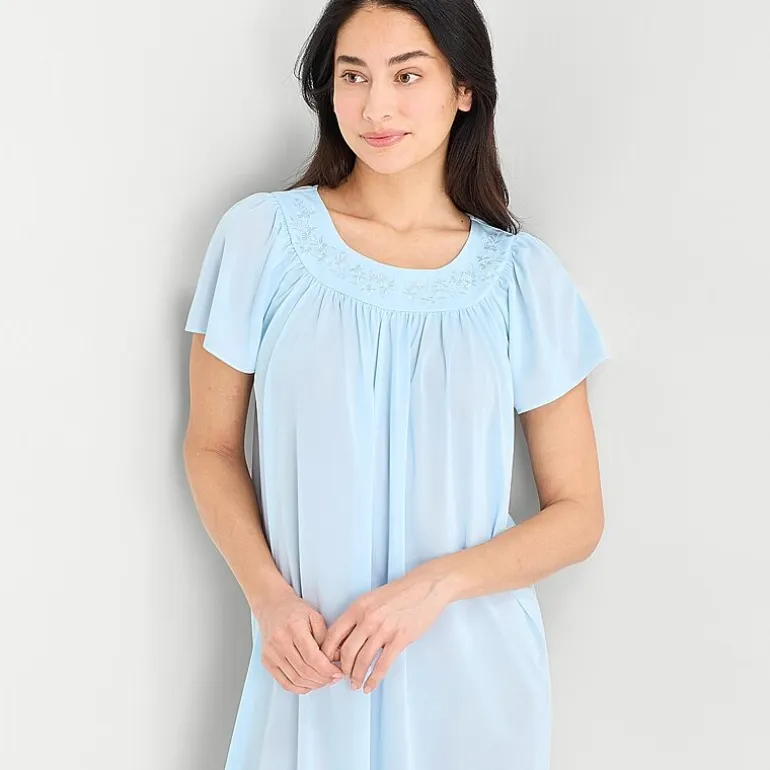 Adonna Womens Short Sleeve Round Neck Nightgown