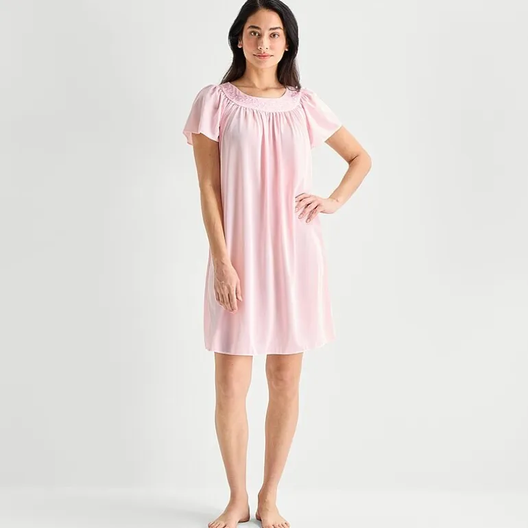 Adonna Womens Short Sleeve Round Neck Nightgown
