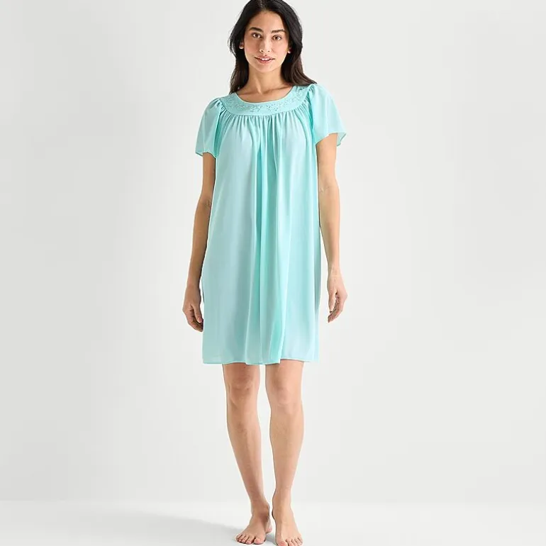 Adonna Womens Short Sleeve Round Neck Nightgown