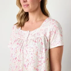 Adonna Womens Short Sleeve Sweetheart Neck Nightgown
