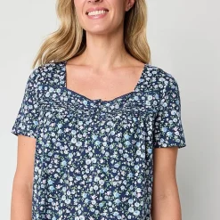 Adonna Womens Short Sleeve Sweetheart Neck Nightgown