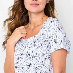 Adonna Womens Short Sleeve Sweetheart Neck Nightgown
