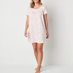 Adonna Womens Short Sleeve Sweetheart Neck Nightgown