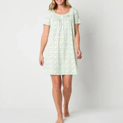 Adonna Womens Short Sleeve Sweetheart Neck Nightgown