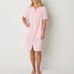 Adonna Womens Waffle Short Sleeve Long Length Robe