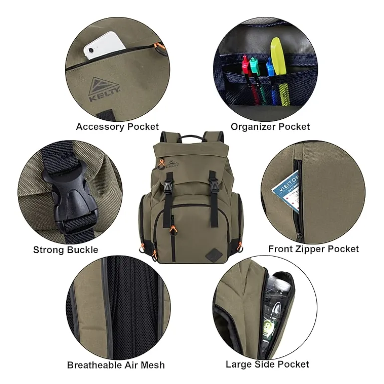 AD Sutton Kelty Deluxe Sport Flap Backpack with Drawstring