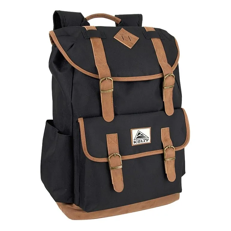AD Sutton Kelty Flap Drawstring Backpack with Faux Leather Trim