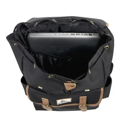 AD Sutton Kelty Flap Drawstring Backpack with Faux Leather Trim