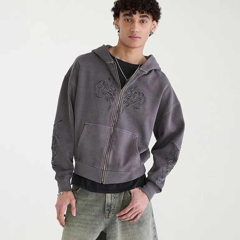 AEROPOSTALE Cloud Soft Graphic Mens Long Sleeve Fleece Zipper Hoodie