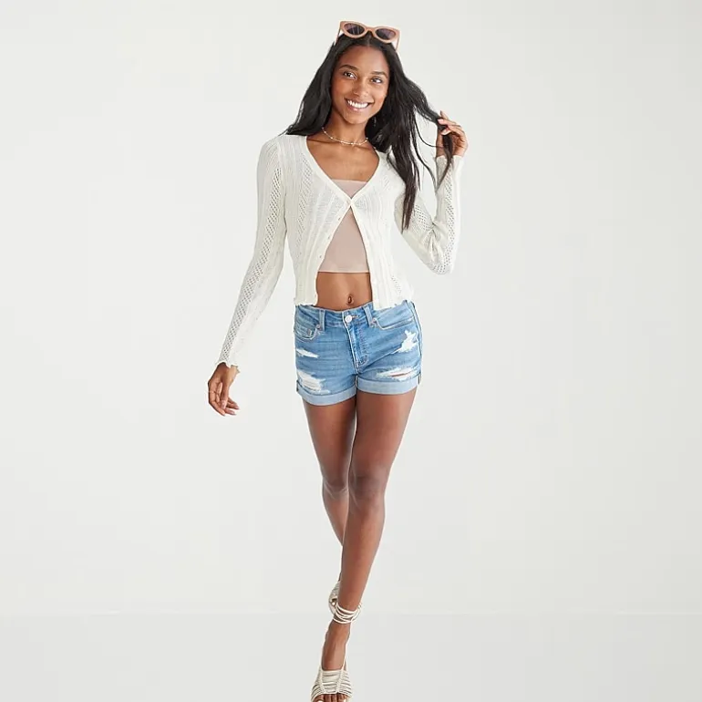 AEROPOSTALE Womens 3" High Rise Juniors Denim Short