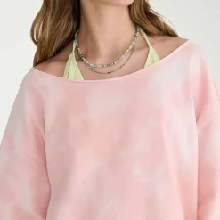 AEROPOSTALE Womens Juniors Asymmetrical Neck Long Sleeve Sweatshirt