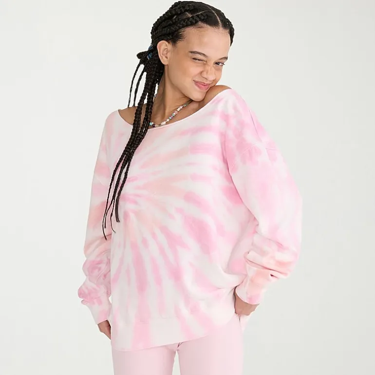 AEROPOSTALE Womens Juniors Asymmetrical Neck Long Sleeve Sweatshirt