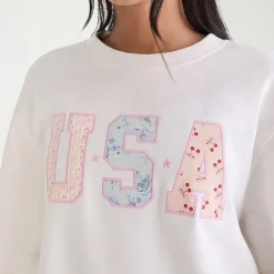 AEROPOSTALE Womens Juniors Crew Neck Long Sleeve Sweatshirt