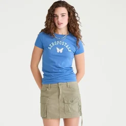 AEROPOSTALE Womens Juniors Crew Neck Short Sleeve Regular Fit Graphic T-Shirt