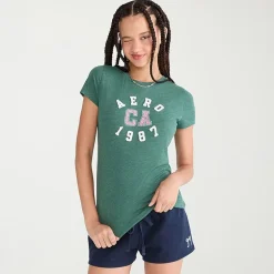 AEROPOSTALE Womens Juniors Crew Neck Short Sleeve Regular Fit Graphic T-Shirt