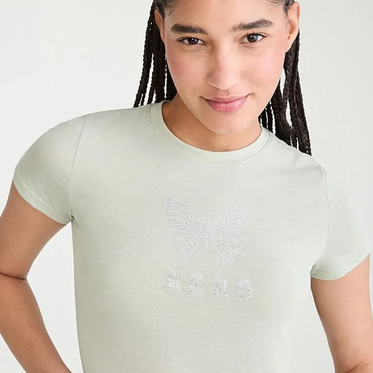 AEROPOSTALE Womens Juniors Crew Neck Short Sleeve Regular Fit Graphic T-Shirt