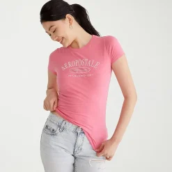 AEROPOSTALE Womens Juniors Crew Neck Short Sleeve Regular Fit Graphic T-Shirt