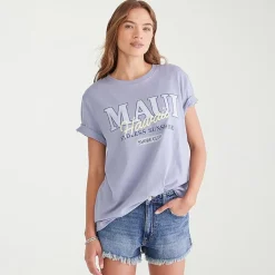 AEROPOSTALE Womens Juniors Crew Neck Short Sleeve Oversized Graphic T-Shirt